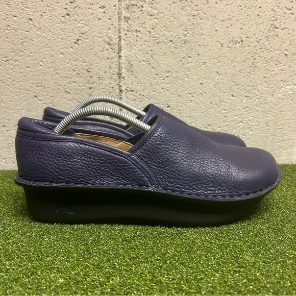 Alegria Shoes Alegria Debra Blue Leather Slip On Deb65 Clogs